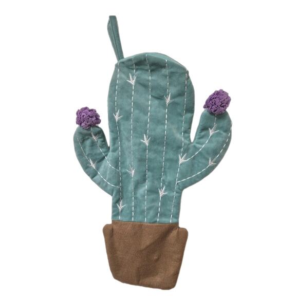 Lucky Star Green Velour Cactus Stocking Felt Lined 19" Long - Picture 6 of 6